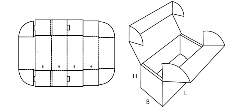 Krempelverpackung Fefco 0472 technische Zeichnung